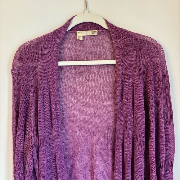 Eileen Fisher Women’s Italian yarn 100% linen open front cardigan sweater 2XL! - Picture 2 of 13